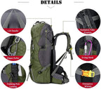 Bseash 60L Waterproof Hiking Camping Backpack - Image 3