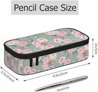 Pink Blooming Flower Pencil Holder Bag Roses Peonies Bouquets Leaves Garden - Image 2