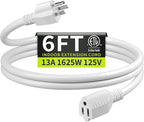 16/3 White Extension Cord 6 FT, Indoor Extension Cord by Seeklyze