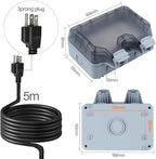 Outdoor Power Outlet Box with 16.4Ft Extension Cord, NEMA 5-15R, STW 14 AWG - Image 2