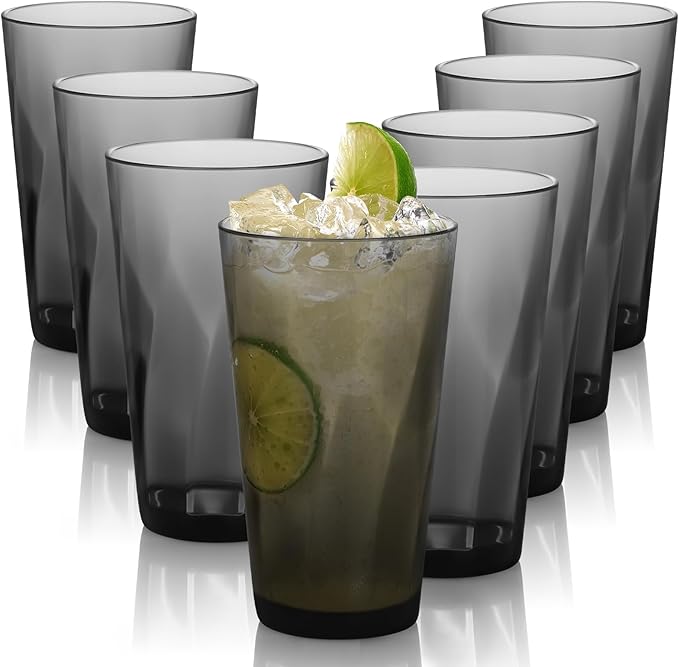 ALIMOTA Plastic Drinking Glasses, 20-Ounce Reusable Cups, Stackable by YourLifeCollector