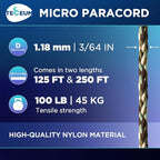 TECEUM Micro Paracord – 1.18 mm X 125 ft – Micro Utility Cord – Thin Braided - Image 2
