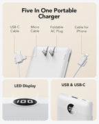 VRURC Portable Charger with Cables and Wall Plug | Power Bank with Cords | - Image 2