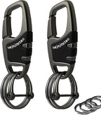 Keychain with Carabiner Clip, 4 Heavy Duty Key Rings and D Ring by Welcomehere%EF%BC%81