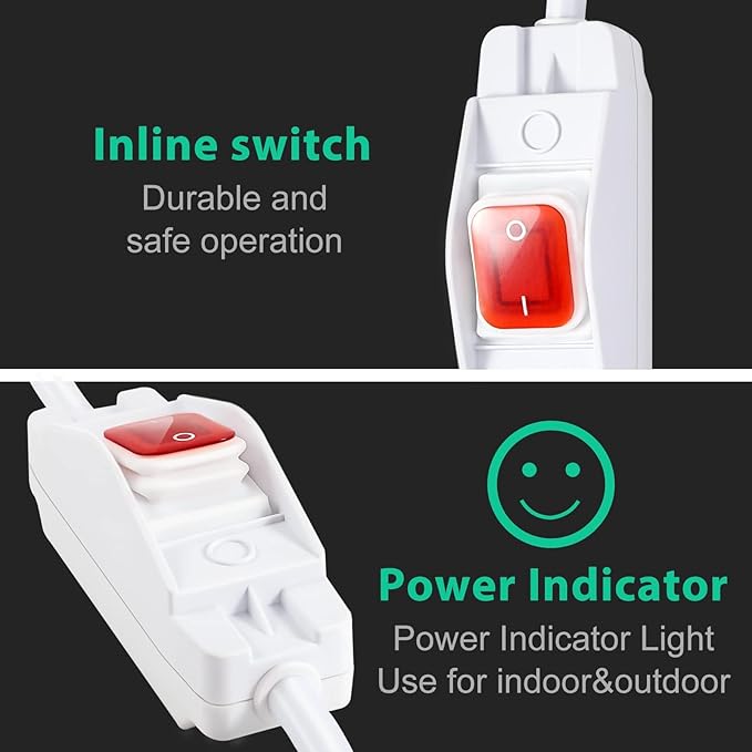 Extension Cord with Switch On/Off Waterproof Switch 35Ft No Plugging and - Image 3