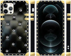 Compatible with iPhone 12/12 Pro Case, Shiny Black Sofa Crystal Luxury Golden - Image 2