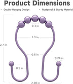 Bathway Shower Curtain Hooks, Shower Curtain Rings Rust Proof Double Hook - Image 5