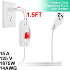 Outdoor Waterproof On/Off Switch Extension Cord, Heavy Duty 125v/250v Black - Image 3