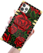 Compatible with iPhone 12 Pro Max Case, Vector Red Rose Green Leaf Luxury - Image 3