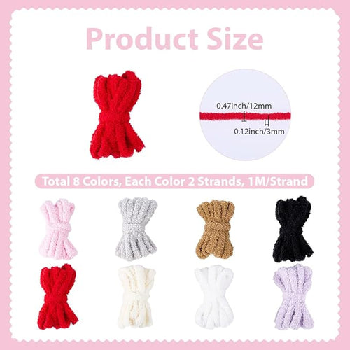 18 Strands 8 Colors Keychain String Colorful Keychaincord 52.5 FT Wool Round - Image 2