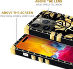Compatible with iPhone 15 Pro Case, Shine Gold Rose Luxury Golden Decoration - Image 7