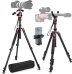 68" Ball Head Camera Tripod & Monopods, 360° Smooth Rotation V-Yoke Rifle - Image 9