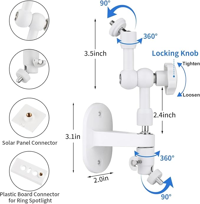 2-in-1 Wall Mount for Ring Solar Panel & Stick Up Cam Battery, Ring Spotlight - Image 3