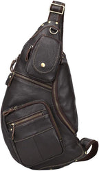 Leather Sling Bag Crossbody Backpack by Hebetag