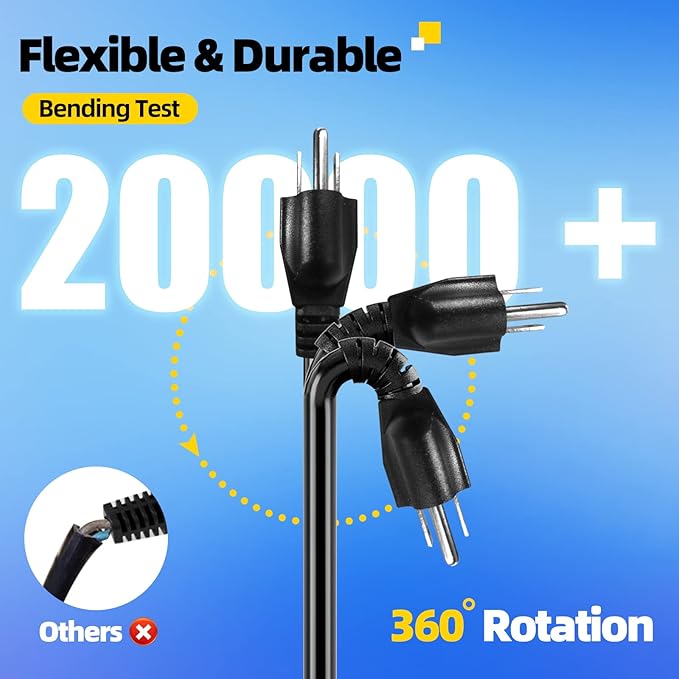 UL Listed Outdoor Extension Cord 3 Prong 15 FT SJTW 16/3 Gauge 13A 125V 1625W - Image 4