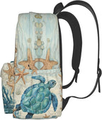 cfpolar 17 Inch Backpack Vintage Sea Turtle Starfish Laptop Bag Shoulder Bag - Image 2
