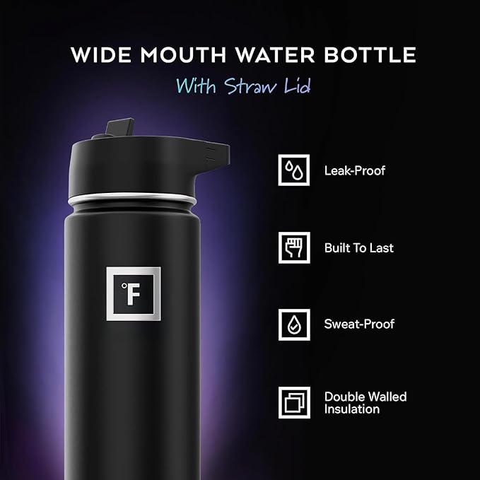 IRON °FLASK Camping & Hiking Hydration Flask - 40 oz Midnight Black - Image 2