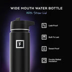 IRON °FLASK Camping & Hiking Hydration Flask - 40 oz Midnight Black - Image 2