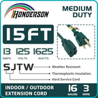 15FT Outdoor Extension Cord-16/3 SJTW Durable Green Extension Cable - Image 3