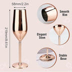 TJ Unbreakable 8 Oz Stainless Steel Champagne Flutes- Rose Champagne Glasses - Image 3