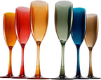 European Style Plastic Acrylic, Champagne Flutes Glasses | Set of 6 | Colored - Image 2