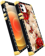 Compatible with iPhone 11 Case, Shining Red Rose Butterfly Leather Background - Image 3