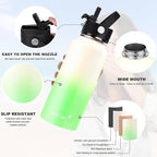 Water Bottle Insulated 32oz 40oz 64oz 128oz Straw Lid Spout Lid & 3 Lids - Image 4