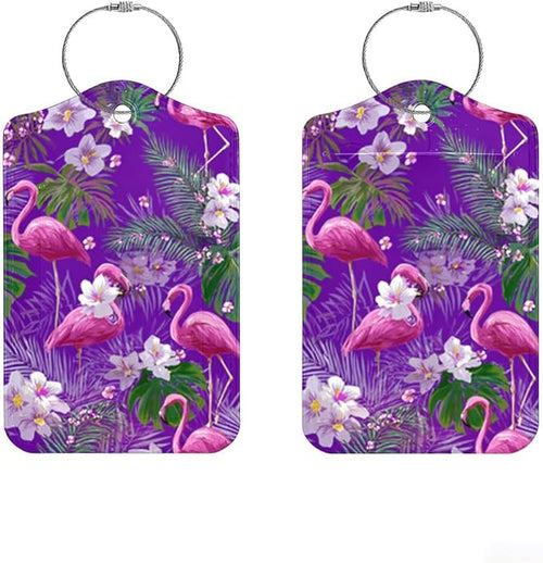2 Pack Flamingo Luggage Tag 2.83 x 4.53 inch Tropical Pink Bird Purple by Cmialusie