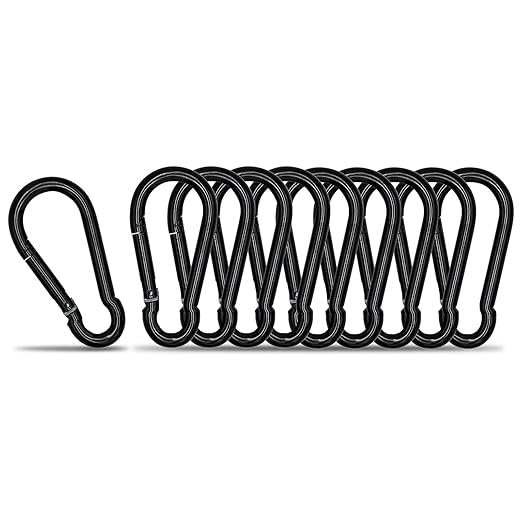 Small Carabiner Clip Hook, 1.97 inch 10 pcs Black Heavy Duty Spring Snap Hook by KINLINK
