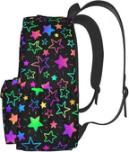 cfpolar 17 Inch Backpack Bright Neon Stars Laptop Bag Shoulder Bag School - Image 2