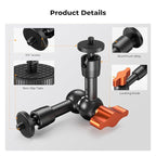 K&F CONCEPT 6" Magic Arm 1/4" Screw 360°Ballhead Articulating Mini Arm Mount - Image 4