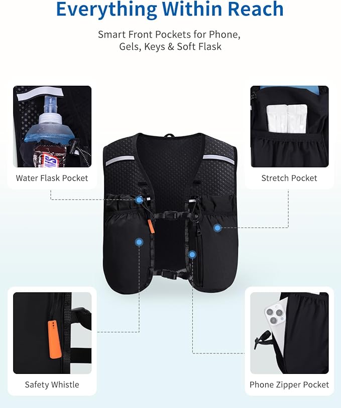ECOHUB Running Hydration Vest Backpack, Lightweight Hydration Pack Bag Daypack - Image 4