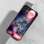 for iPhone 12 Mini Case, Star Two Wolfs Howling Pattern Graphic Design Girl Boy - Image 2