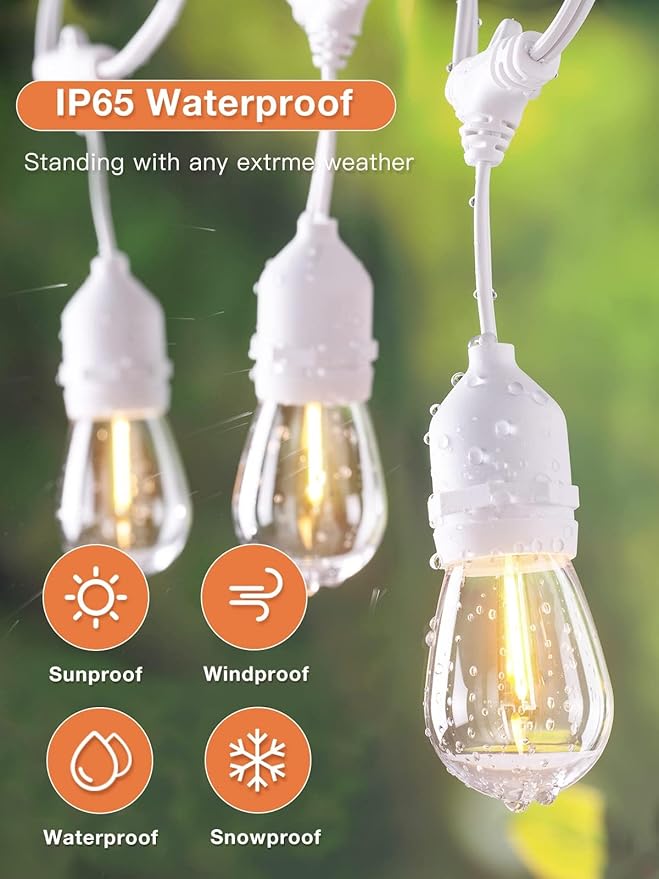 addlon 96FT LED Outdoor String Lights, Dimmable Edison Vintage Shatterproof - Image 4