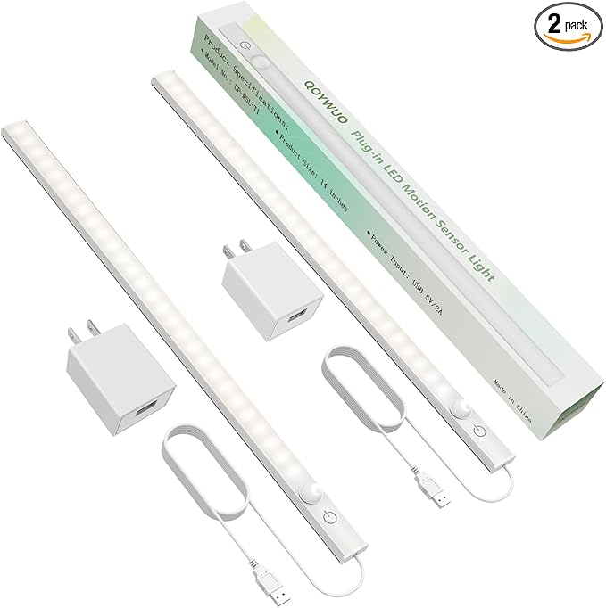 14" Slim USB Plug-in LED Motion Sensor Light Indoor, Bright & Dimmable Under by GreatLightingforGreatLife