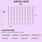 Dazzle Bright 300 LED Christmas Curtain String Lights, Halloween Fairy Lights - Image 2