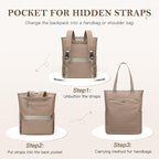 Convertible Laptop Backpack for Women Men Carry on Tote Backpack Teacher - Image 3