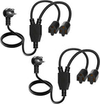 Elecan 3-Prong Y Splitter Power Extension Cord 2 Ft/2 Pack, 45-Degree Angled by Elecan