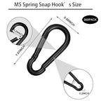 200 PCS 2'' Spring Snap Hook Carabiner, M5 3/16 Inch Galvanized Black Steel - Image 2