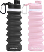 Nefeeko Collapsible Water Bottle, 26oz Silicone Foldable Water Bottles by Nefeeko