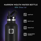 IRON °FLASK Camping & Hiking Hydration Flask - 32 oz Black Marquina - Image 2