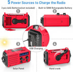 Emergency Weather Radio Solar Hand Crank Battery Operated Portable AM FM - Image 4