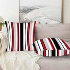 Vertical Lines Striped Pillow Covers 18 X 18 Black White Grey Red Watercolor - Image 5