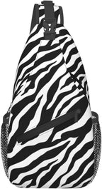 Animal Zebra Print Sling Bag For Women Men Fashion Backpack Crossbody Shoulder by Unknown