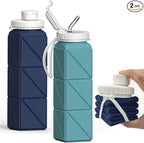 BEAUTAIL Collapsible Water Bottles 20.6oz 2 Pack, Silicone Foldable Portable by BEAUTAIL