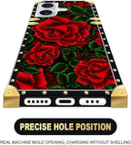 Compatible with iPhone 16 Case, Vector Red Rose Green Leaf Luxury Golden - Image 6