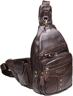 Hebetag Leather Sling Bag Crossbody Backpack by Hebetag