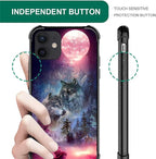 for iPhone 12/12 Pro Case, Star Two Wolfs Howling Pattern Graphic Design Girl - Image 4