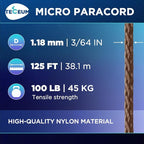 TECEUM Micro Paracord – 1.18 mm X 125 ft – Micro Utility Cord – Thin Braided - Image 2