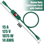 Extension Cord with Switch On/Off Waterproof Switch 25Ft No Plugging and - Image 2